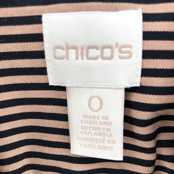 Chicos Shirt Womens 0 US Small Brown No Iron Sateen Striped Long Sleeve Button - Picture 5 of 11